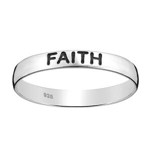 Sterling Silver Ring – Triple FAITH Engraved Band (Size 7.5)